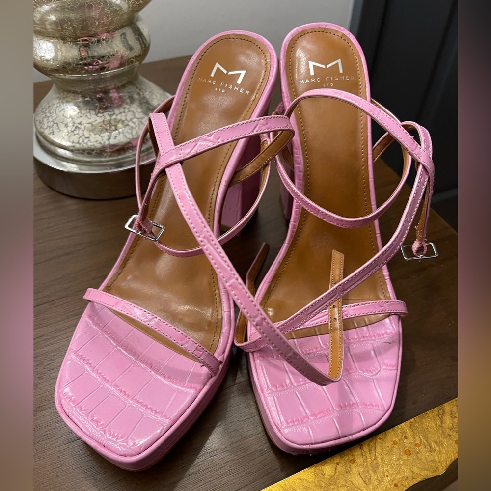 Marc Fisher Pink Croc Heeled Sandal